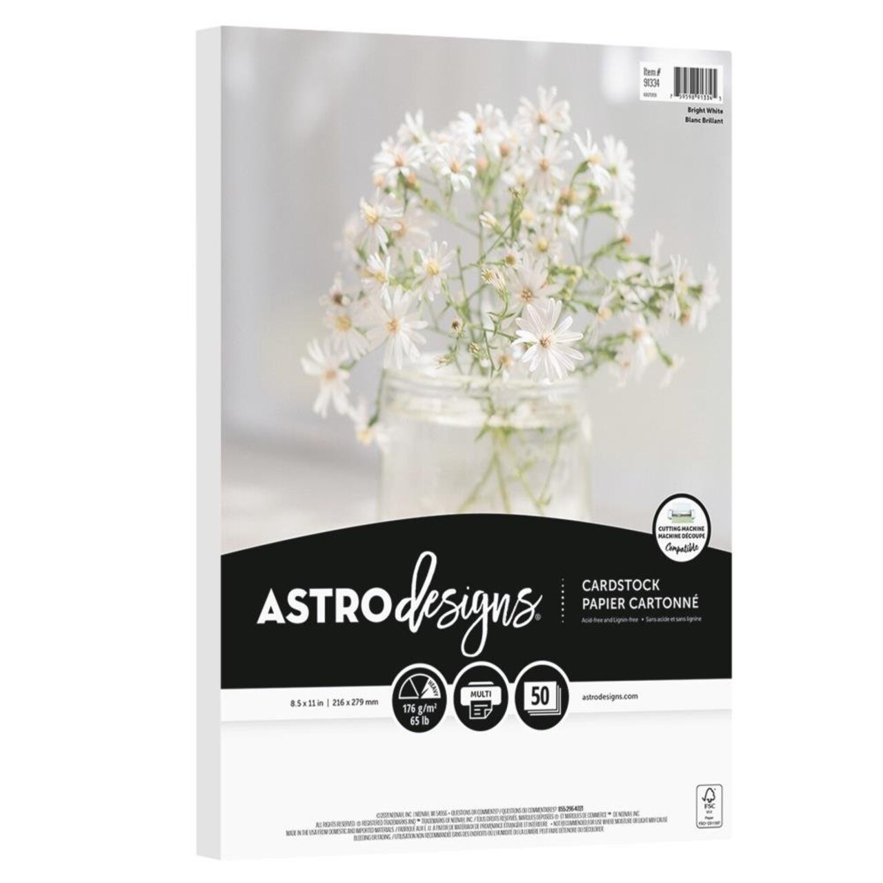 Neenah Astrodesigns 65lb Cardstock 8.5"x11" 50/pkg - Bright White